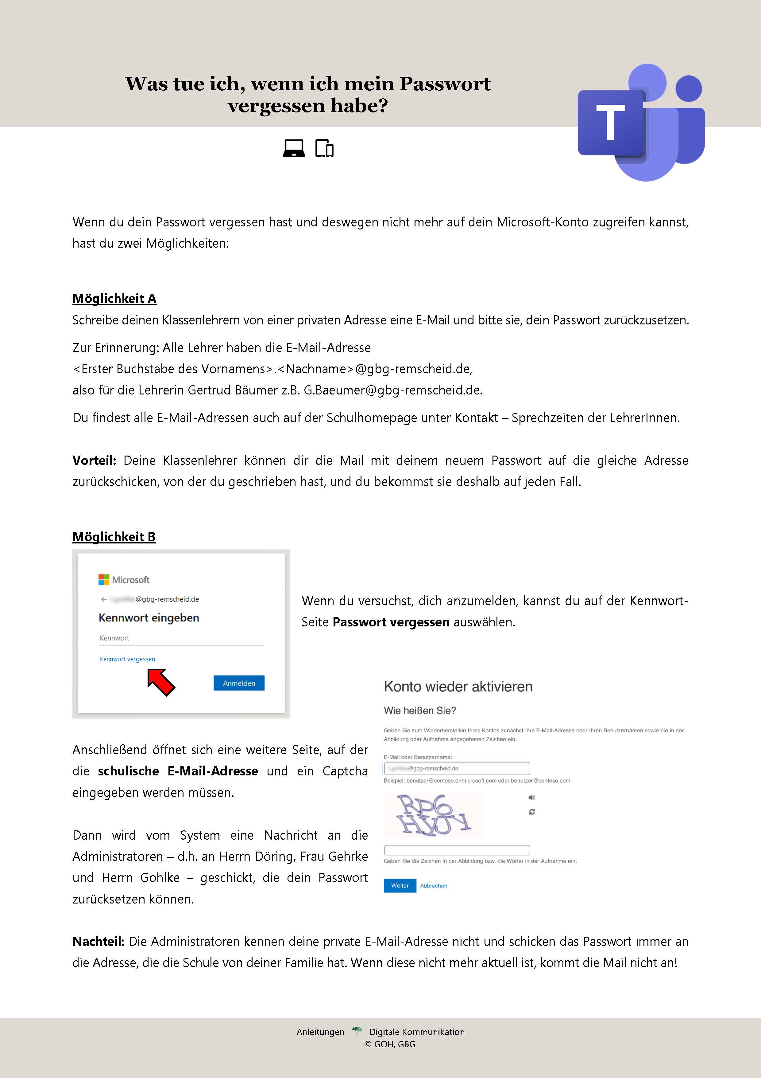 Passwort zurücksetzen